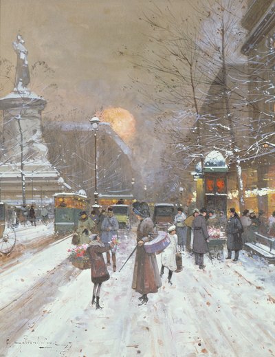 Pariser Schneeszene von Eugene Galien Laloue